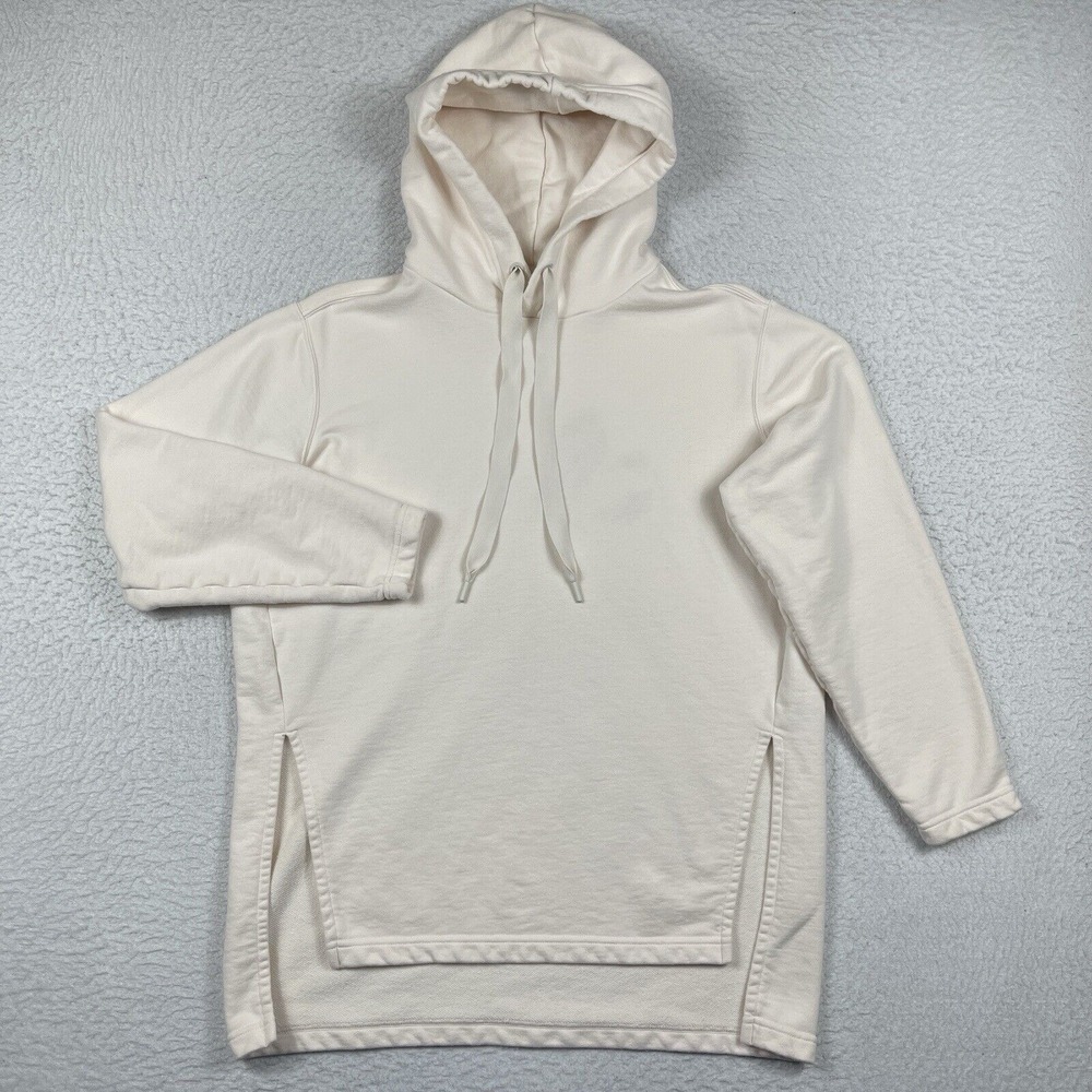 Athleta Sweatshirt Womens Small Pearl White High Low Pullover Hoodie Gym Yoga